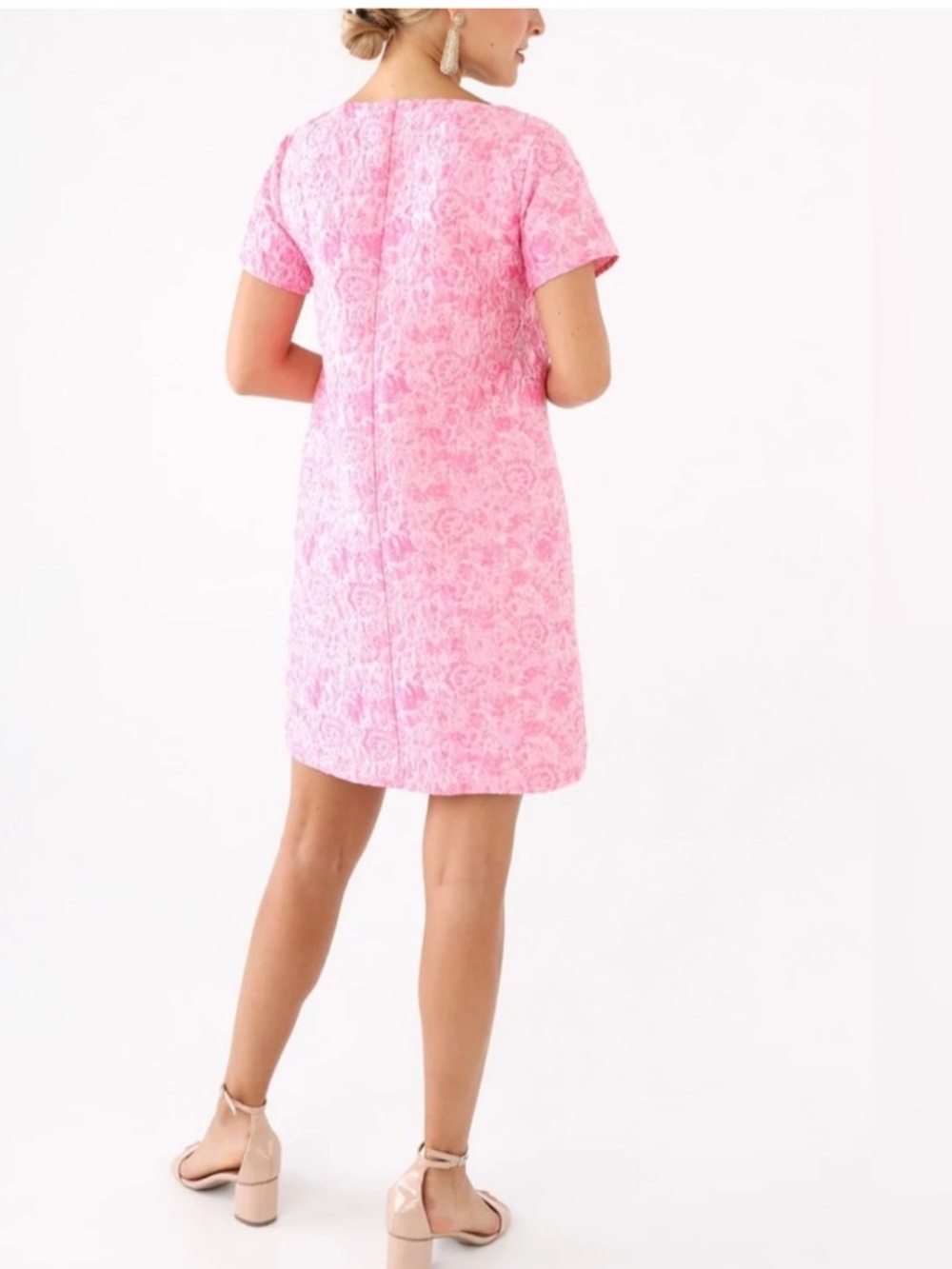 NWT ABBEY GLASS LULU DRESS IN PINK BUBBLE JACQUARD - Picture 3 of 4